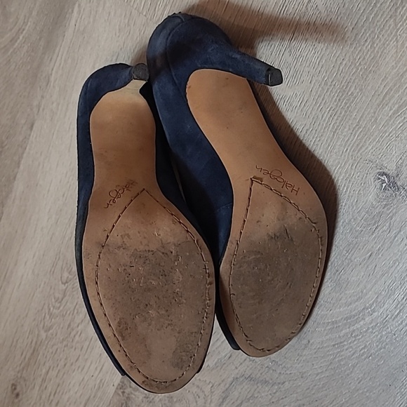 HALOGEN NAVY BLUE SUEDE KATRINA PEEP TOE BOOTIES size 8.5 - Picture 10 of 10